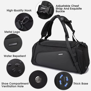 BANGE Multifunctional Duffle Bag 41L Large Capacity with Shoes Compartment - product details features - b.savvi