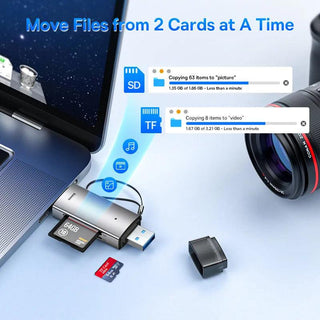 Baseus 2-in-1 SD Card Reader USB C & USB 3.0 to Micro SD TF Memory Card - product details 2 cards at the same time - b.savvi
