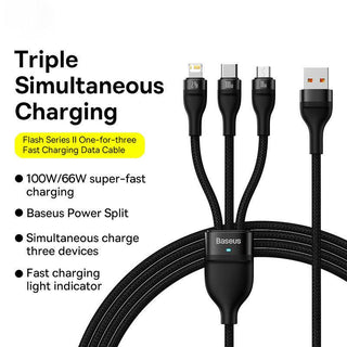 Baseus 3-in-1 USB to Lightning, USB C, Micro PD 100W 6A Fast Charging - product details overview - b.savvi