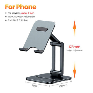 Baseus Desktop Biaxial Foldable Metal Stand for Phone Tablet - product variant grey front angled view for phone - b.savvi