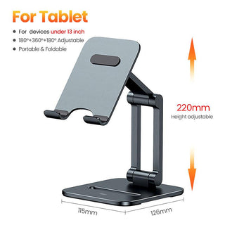 Baseus Desktop Biaxial Foldable Metal Stand for Phone Tablet - product variant grey front angled view for tablet - b.savvi