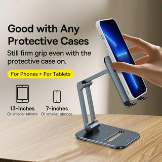 Baseus Desktop Biaxial Foldable Metal Stand for Phone Tablet - product details good with any case - b.savvi