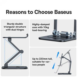 Baseus Desktop Biaxial Foldable Metal Stand for Phone Tablet - product details overview - b.savvi