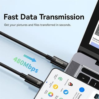 Baseus Tungsten 240W USB C to USB C Braided Cable 48V/5A PD3.1 Fast Charging - product details data transmission - b.savvi