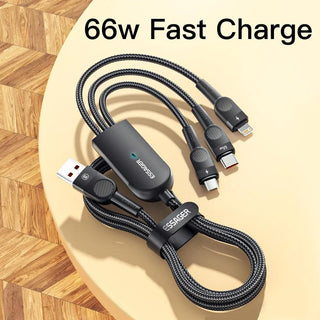 Essager 3 in 1 USB to Lightning USB C Micro Cable 66W 6A Fast Charge - product details 66 watts - b.savvi