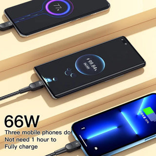 Essager 3 in 1 USB to Lightning USB C Micro Cable 66W 6A Fast Charge - product details three mobile phone charging - b.savvi