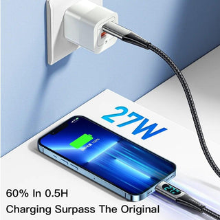 Essager LED Display USB C to Lightning Cable 20W PD Fast Charge - product details 60% charge 30mins - b.savvi