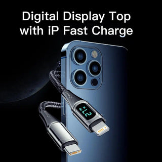 Essager LED Display USB C to Lightning Cable 20W PD Fast Charge - product details digital display - b.savvi