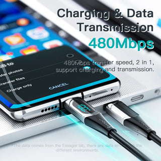 Essager LED Display USB C to USB C Cable 100W PD 5A Fast Charge - product details data transmission - b.savvi