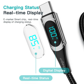 Essager LED Display USB C to USB C Cable 100W PD 5A Fast Charge - product details real time display - b.savvi