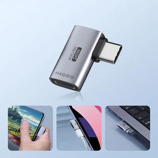 Hagibis Right Angel USB4 40Gbps USB C Adapter 240W PD, Thunderbolt 4 Compatible - product variant grey front angled view 1 - b.savvi