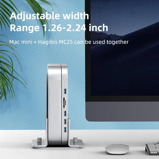 Hagibis Vertical Stand for Mac mini Aluminium Adjustable Desktop Holder - product details adjustable width - b.savvi