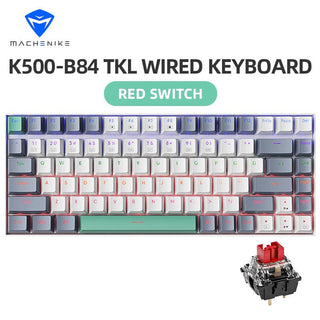 Machenike K500-B84 Tenkeyless Mechanical Keyboard LED Backlit 84 Keys - product variant front view red switch - b.savvi