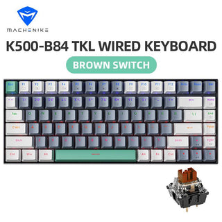Machenike K500-B84 Tenkeyless Mechanical Keyboard LED Backlit 84 Keys - product variant front view brown switch - b.savvi
