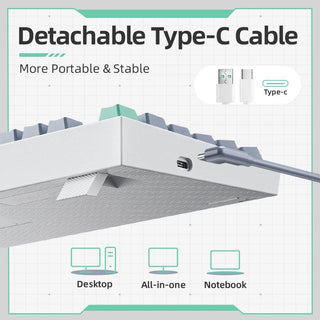 Machenike K500-B84 Tenkeyless Mechanical Keyboard LED Backlit 84 Keys - product details detachable type c cable - b.savvi