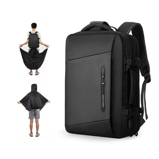 Mark Ryden Expandos Large Backpack Expandable 38L for 17.3-inch Laptop - product variant black front angled view raincoat - b.savvi