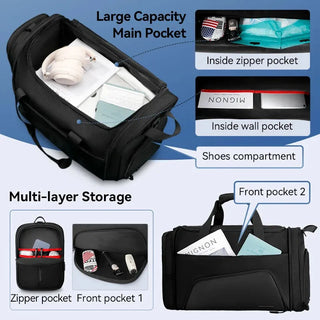 Mark Ryden Foldable Duffle Bag 42L Large Capacity with Shoes Compartment - product details multi layer storage - b.savvi