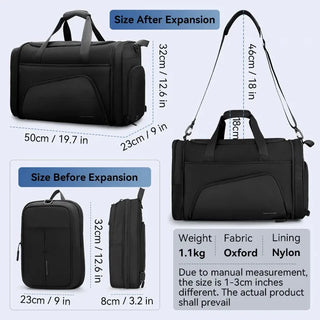 Mark Ryden Foldable Duffle Bag 42L Large Capacity with Shoes Compartment - product details size - b.savvi