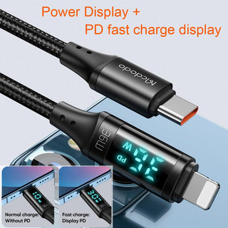 Mcdodo LED Display USB C To Lightning 36W PD Braided Cable - product details power display - b.savvi