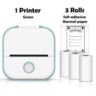 Phomemo T02 Mini Portable Thermal Printer Self-adhesive Sticker Label - product variant green front view 3 rolls - b.savvi