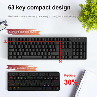 Redragon Elise Pro K624P Low-Profile Mechanical Wireless Gaming Keyboard 63 Key - product details 63 key compact design - b.savvi