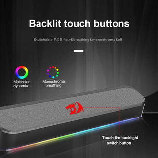 Redragon GS560 Adiemus RGB Gaming Soundbar - product details backlit touch buttons - b.savvi