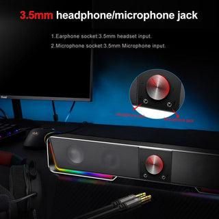 Redragon GS570 Darknets RGB Gaming Soundbar Bluetooth - product details headphone jack - b.savvi