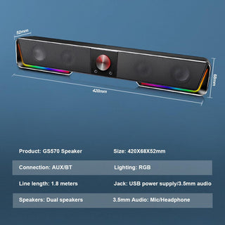 Redragon GS570 Darknets RGB Gaming Soundbar Bluetooth - product details specs - b.savvi