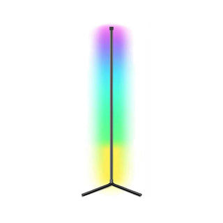 Smart LED RGB Corner Floor Lamp 160cm WiFi App Tuya Compatible - product main black front angled view - b.savvi