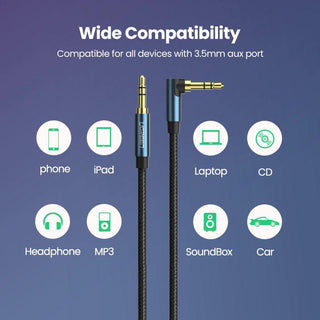 Ugreen 3.5mm 90 Degree Stereo Audio Cable Jack - product details wide compatibility - b.savvi