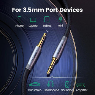 Ugreen HiFi 3.5mm Audio Aux Cable Silver-Plated Male to Male Stereo Jack - product details for 3.5mm devices - b.savvi