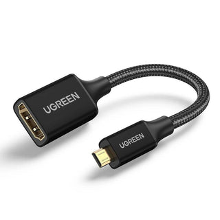 Ugreen Micro HDMI to HDMI Adapter Cable Male To Female 4K@60Hz (0.25m) - product variant black front angled view - b.savvi