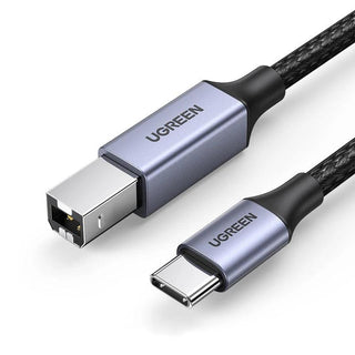 Ugreen USB Type C to USB Type B Printer Cable - product variant grey front angled view - b.savvi