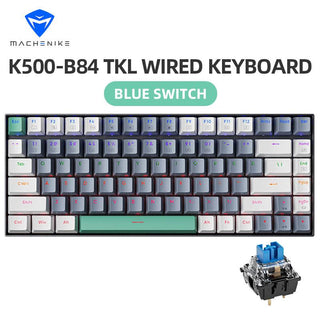 Machenike K500-B84 Tenkeyless Mechanical Keyboard LED Backlit 84 Keys - product variant front view blue switch - b.savvi